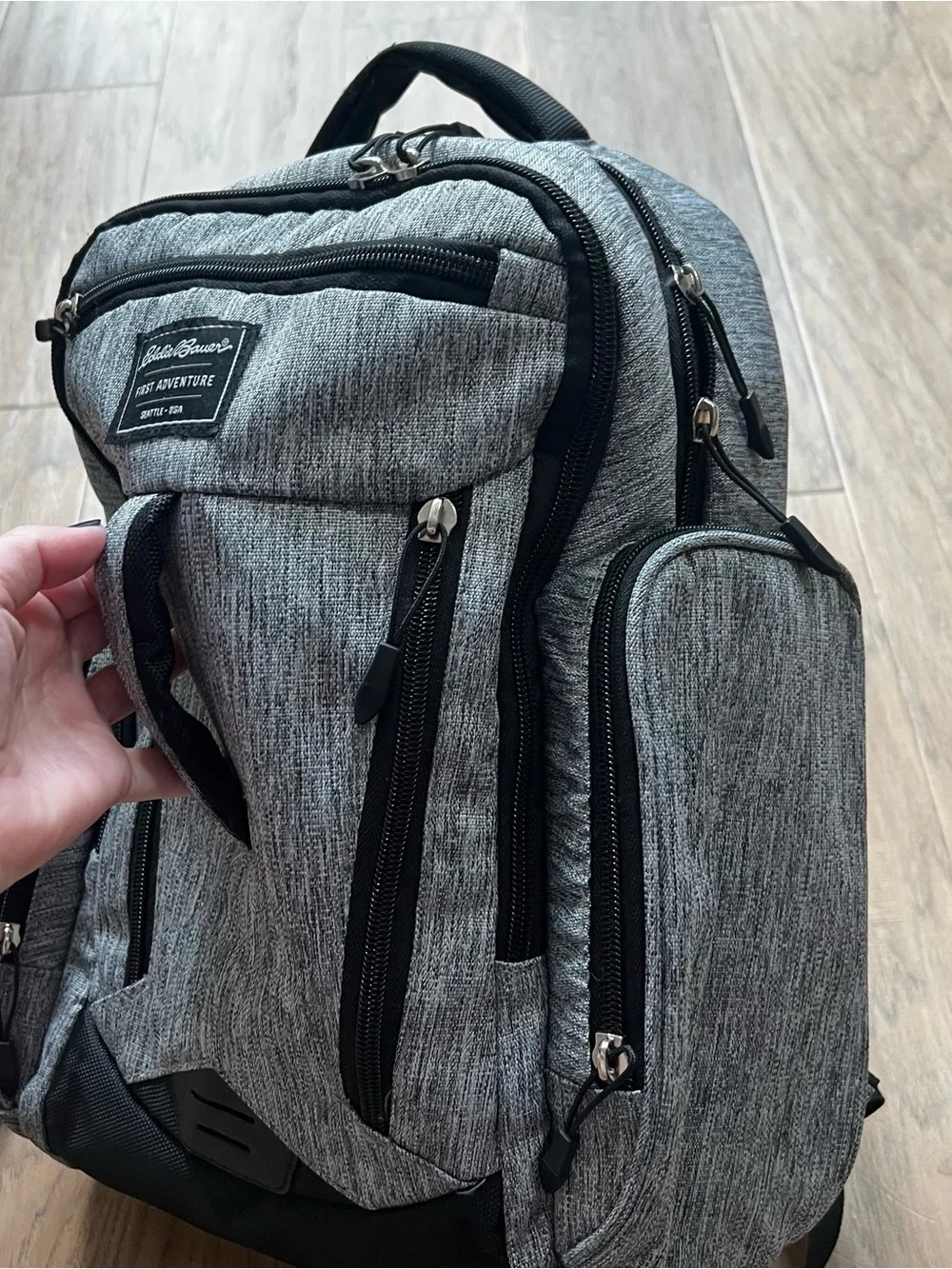 Eddie Bauer Heather Gray & Black Adventure Diaper Backpack